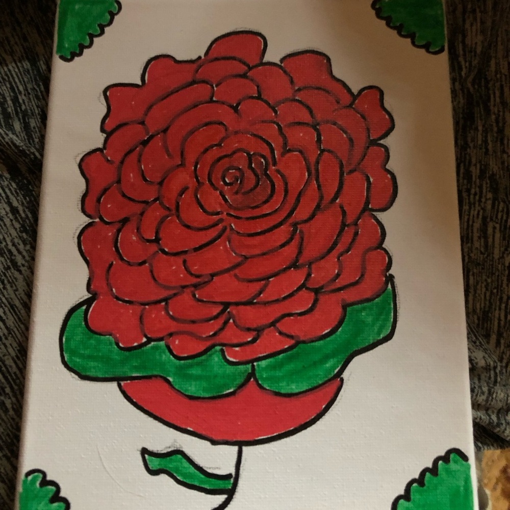 Rose picture hand draw on canvas board and 5x7